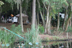 Campsite on the shore of Lake Seminole. 